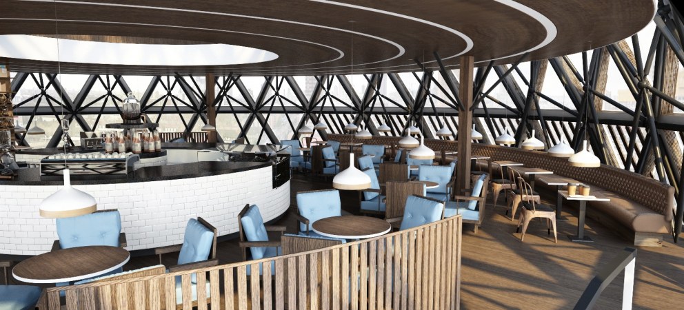 Cafe Restaurant, Siberia  | 2nd floor circular banquette | Interior Designers